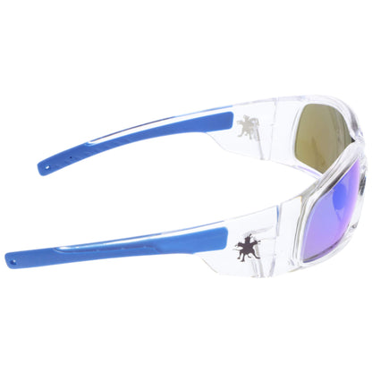 MCR Safety Swagger SR1 Safety Glasses Clear Frame with Blue Diamond Mirror Lenses