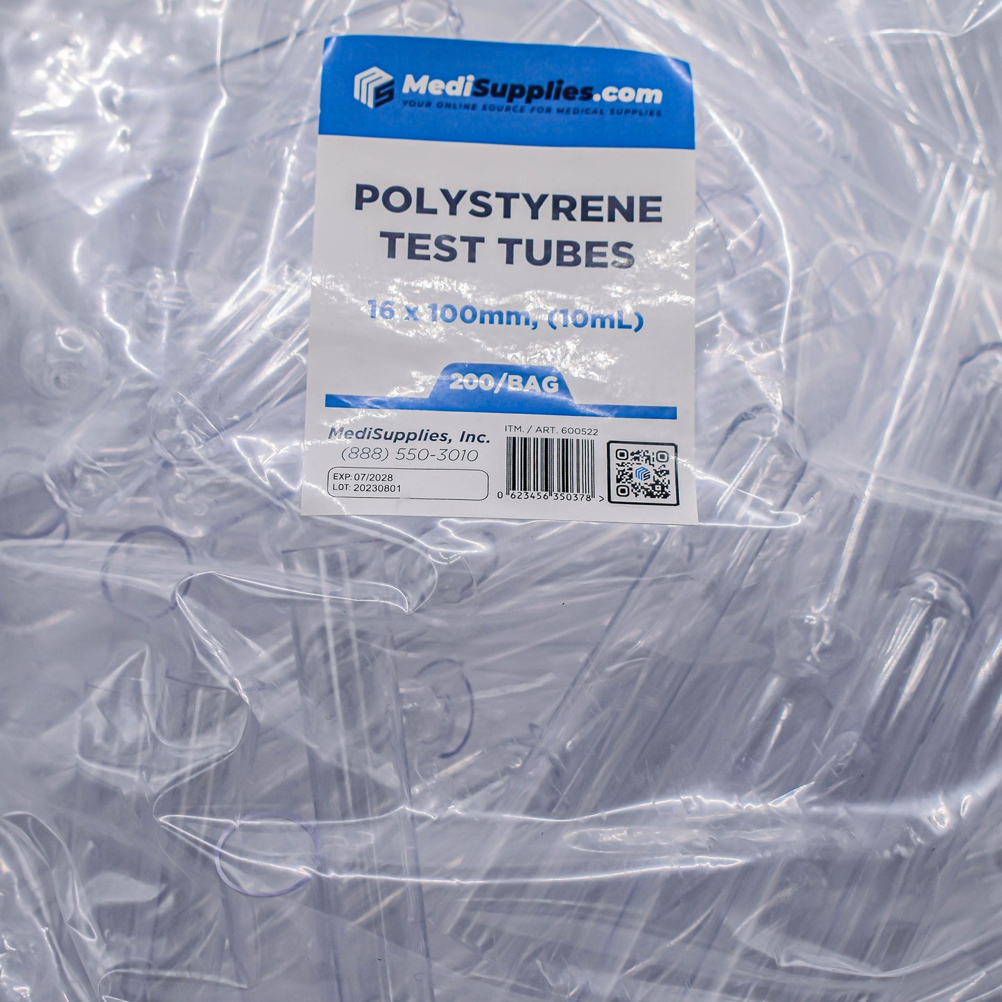 Polystyrene Clear Test Tube 16x100mm 10mL