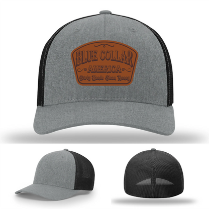 Dirty Hands Clean Money Hat | Blue Collar Leather Patch Design