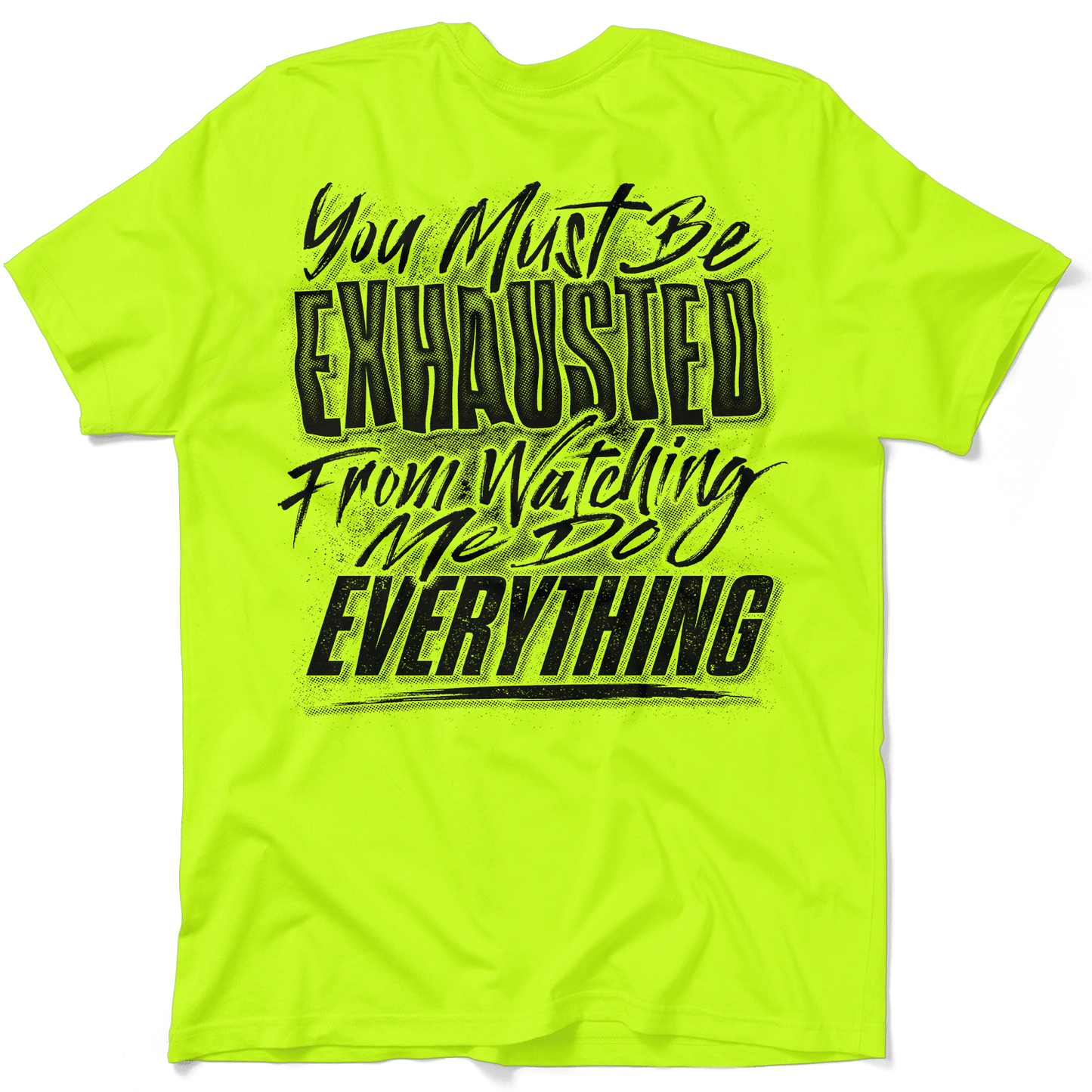 Exhausted - Safety Yellow Pocket T-Shirt
