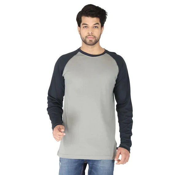 Forge Fr Men's Grey & Navy Baseball Long Sleeve T-shirt