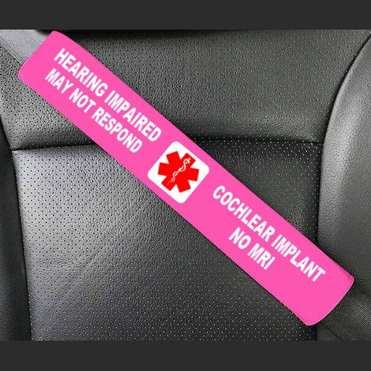 No MRI / Hearing Impaired Cochlear Implant Medical Alert Seat Belt Cover