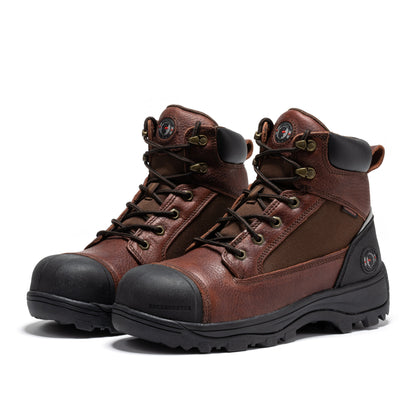 ROCKROOSTER Daviston 6 inch Brown Composite Toe Waterproof Work Boots AT872