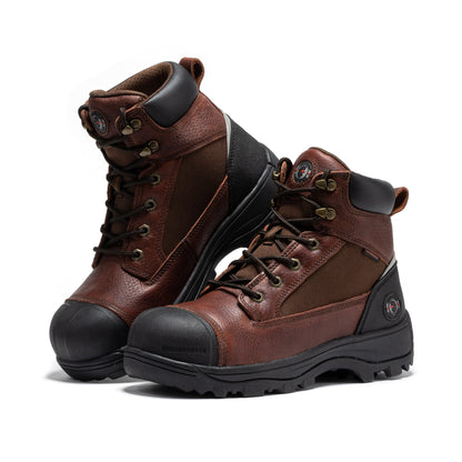 ROCKROOSTER Daviston 6 inch Brown Composite Toe Waterproof Work Boots AT872