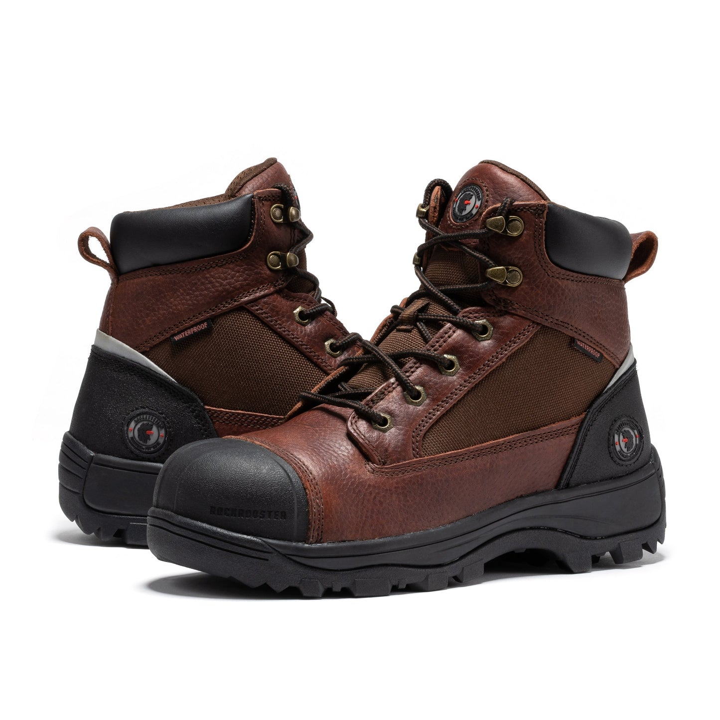 ROCKROOSTER Daviston 6 inch Brown Composite Toe Waterproof Work Boots AT872