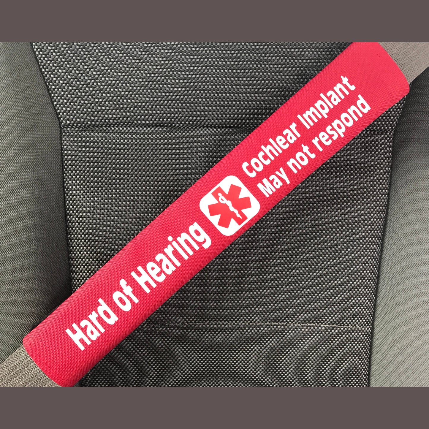 Hard of Hearing Cochlear Implant Medical Alert Seat Belt Cover