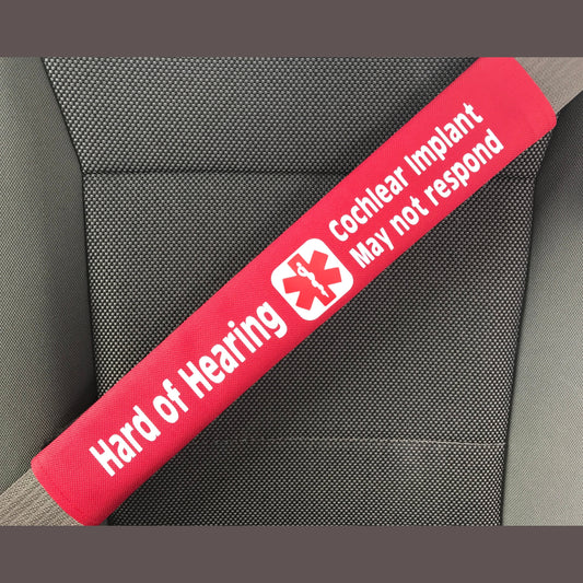 Hard of Hearing Cochlear Implant Medical Alert Seat Belt Cover