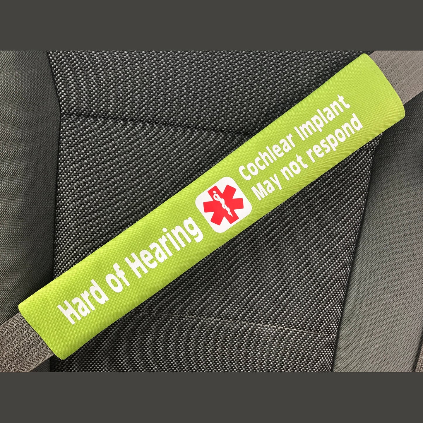 Hard of Hearing Cochlear Implant Medical Alert Seat Belt Cover