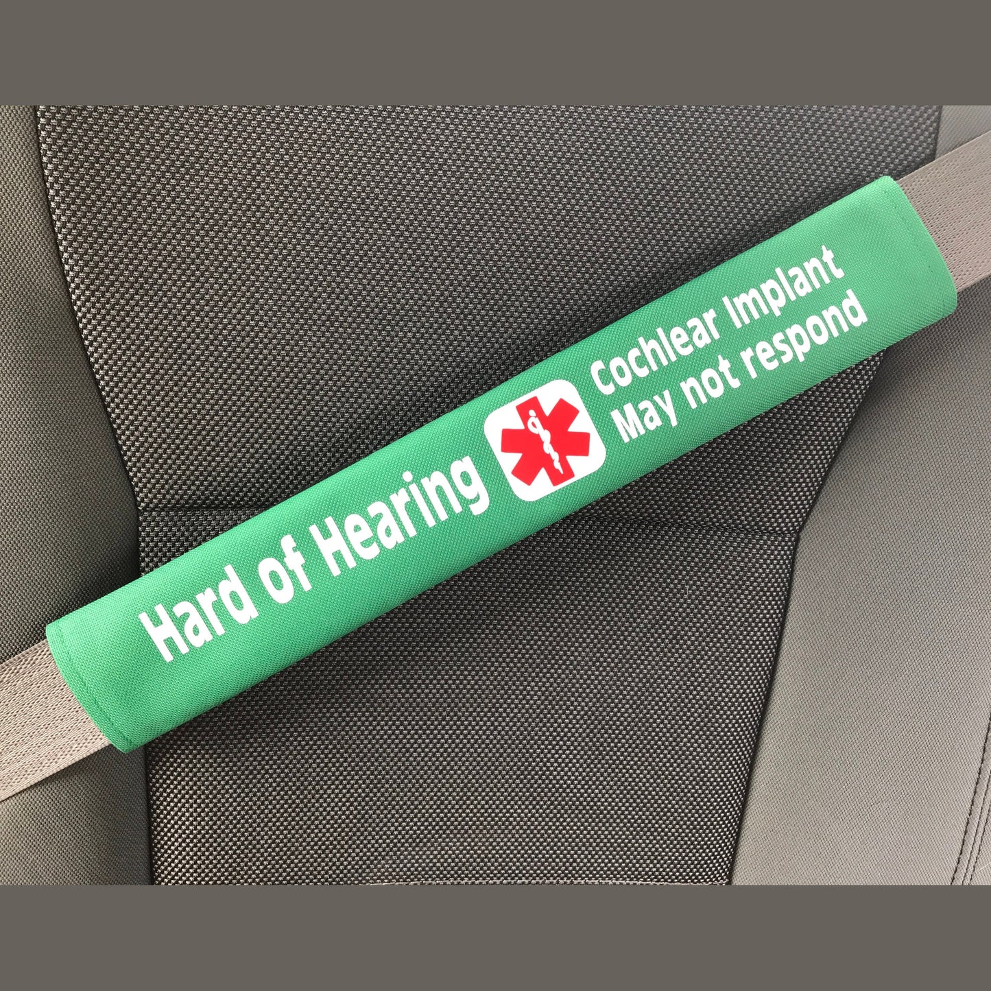 Hard of Hearing Cochlear Implant Medical Alert Seat Belt Cover