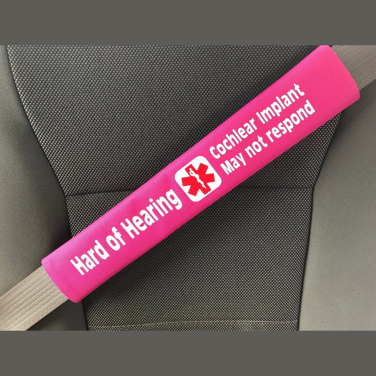Hard of Hearing Cochlear Implant Medical Alert Seat Belt Cover