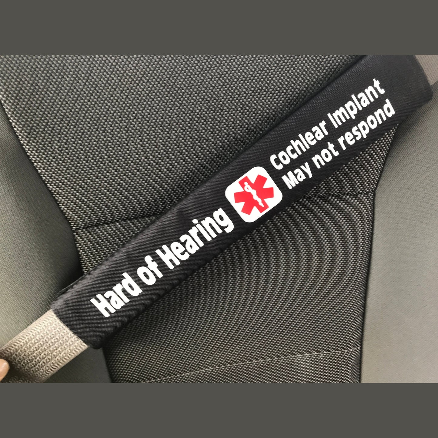 Hard of Hearing Cochlear Implant Medical Alert Seat Belt Cover