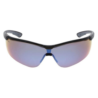 MCR Safety Klondike KD7 Safety Glasses Black Frame and Blue Diamond Mirror Lens