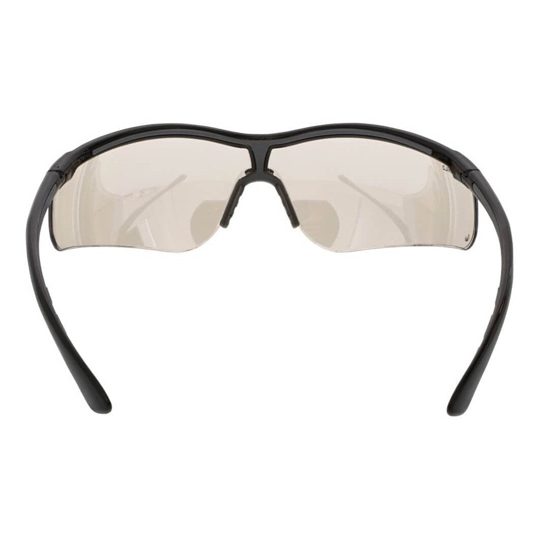 MCR Safety Klondike KD7 Safety Glasses Black Frame and Indoor-Outdoor Mirror UV-Anti-Fog Lens