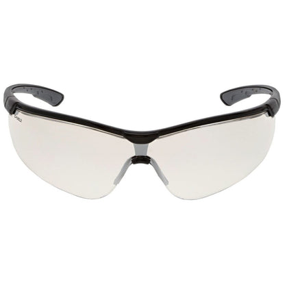MCR Safety Klondike KD7 Safety Glasses Black Frame and Indoor-Outdoor Mirror UV-Anti-Fog Lens