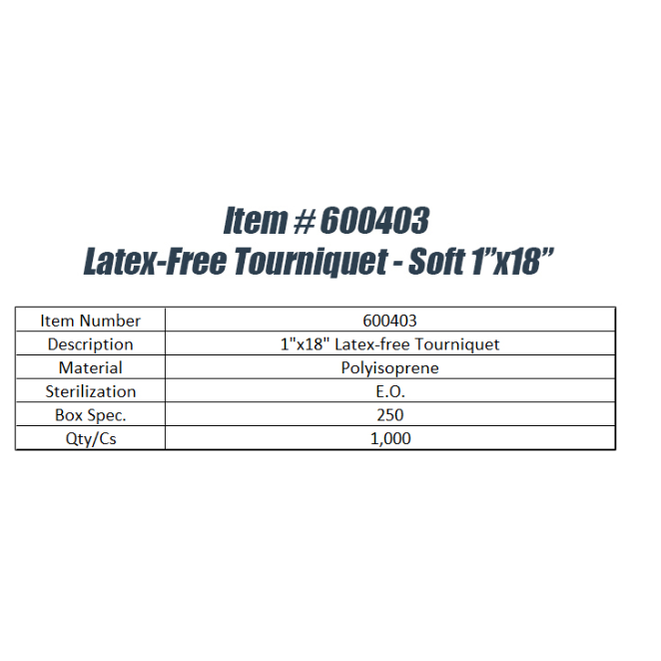 Latex-Free Tourniquet- Soft 1"x18" 1000pcs/case