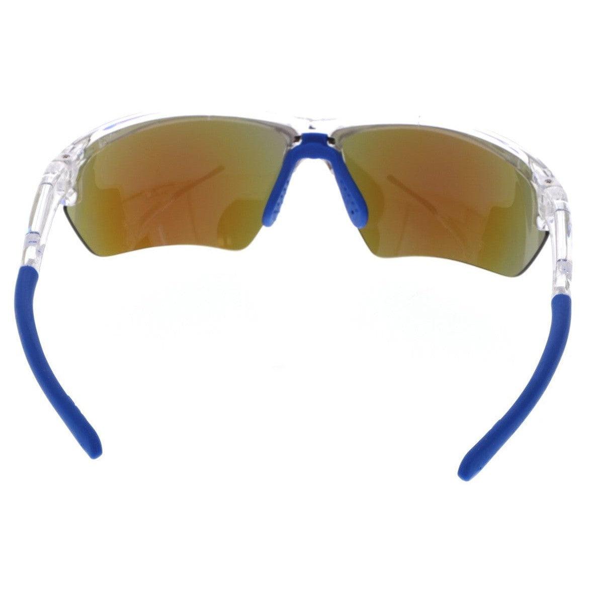 MCR Safety Dominator 3 Safety Glasses with Clear Frame and Polarized Ice Blue Mirror Lens