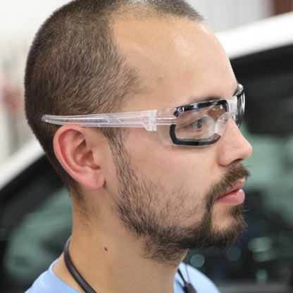 MCR Safety HK3 Safety Glasses with Foam-Lined Clear Frame and Clear MAX6 Anti-Fog Lens