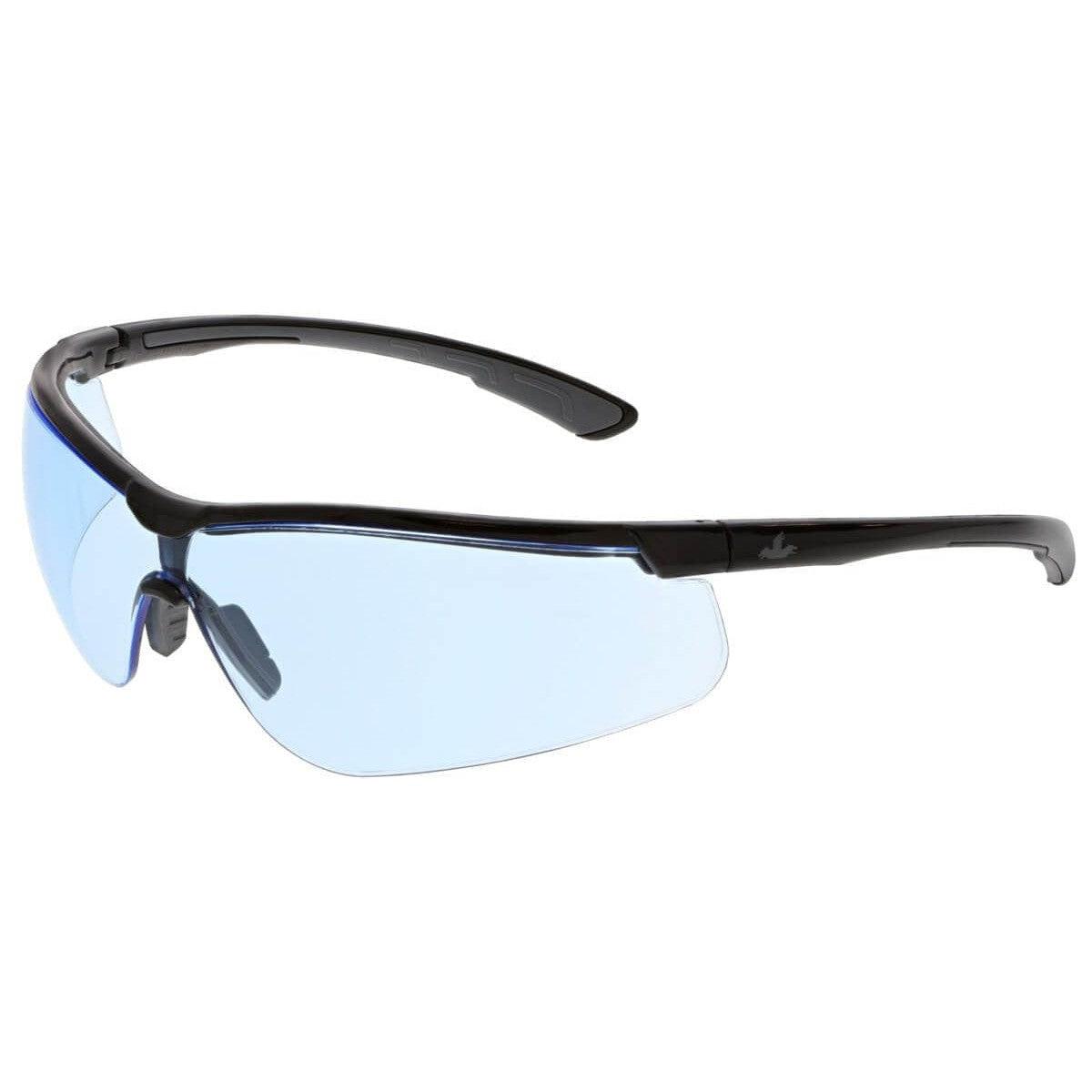 MCR Safety Klondike KD7 Safety Glasses Black Frame and Light Blue UV-Anti-Fog Lens