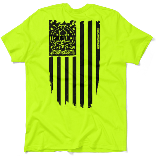 Molon Labe Ghost Flag - Safety Yellow T-Shirt