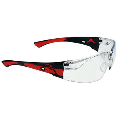 Radians Obliterator Foam-Lined Safety Glasses Black/Red Frame Clear IQUITY Anti-Fog Lens