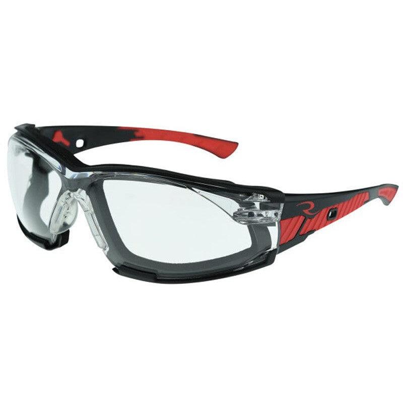 Radians Obliterator Foam-Lined Safety Glasses Black/Red Frame Clear IQUITY Anti-Fog Lens