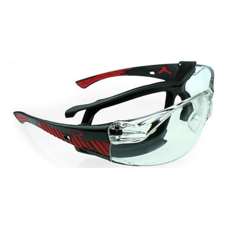 Radians Obliterator Foam-Lined Safety Glasses Black/Red Frame Clear IQUITY Anti-Fog Lens