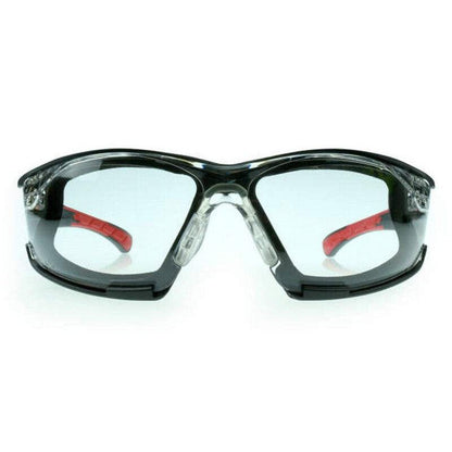 Radians Obliterator Foam-Lined Safety Glasses Black/Red Frame Clear IQUITY Anti-Fog Lens