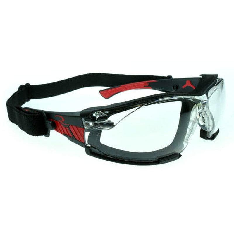 Radians Obliterator Foam-Lined Safety Glasses Black/Red Frame Clear IQUITY Anti-Fog Lens