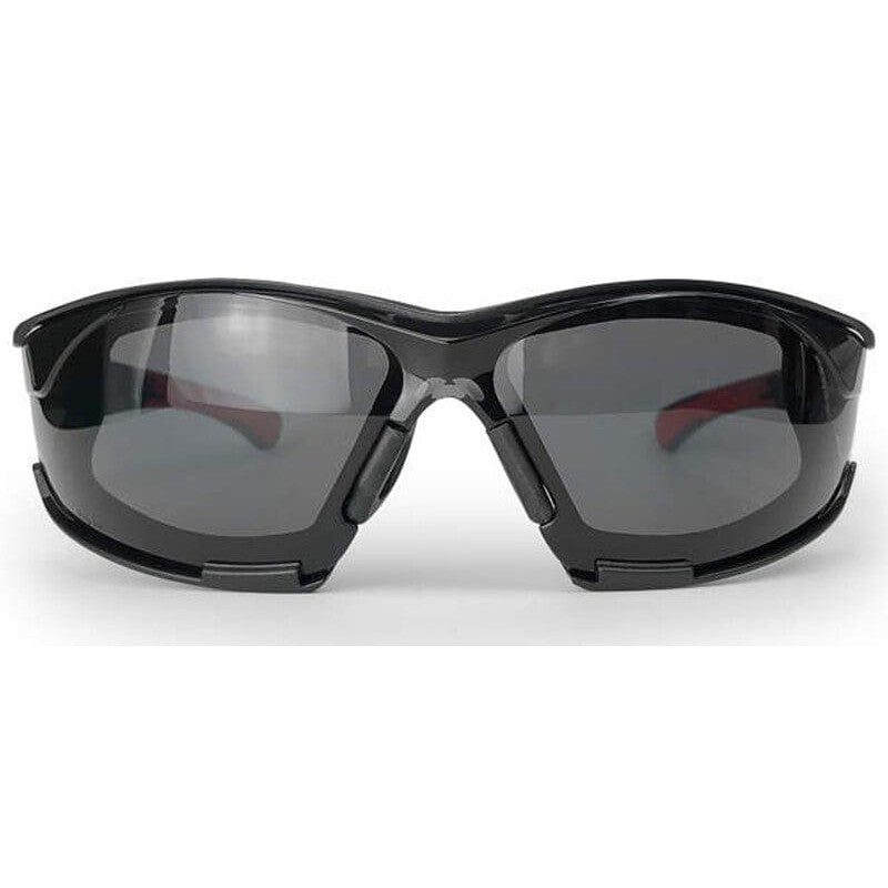 Radians Obliterator Foam-Lined Safety Glasses Black/Red Frame Smoke IQUITY Anti-Fog Lens