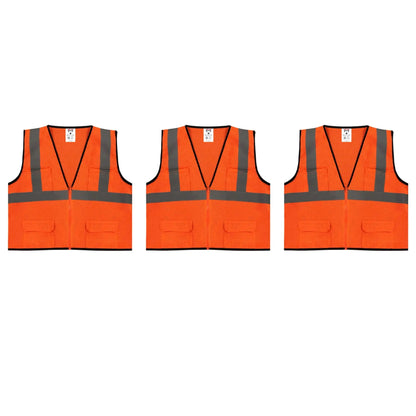 Safety Main 05EAMO Economy Vest, Class 2, All Mesh, Hi-Vis Orange, Pack of 3