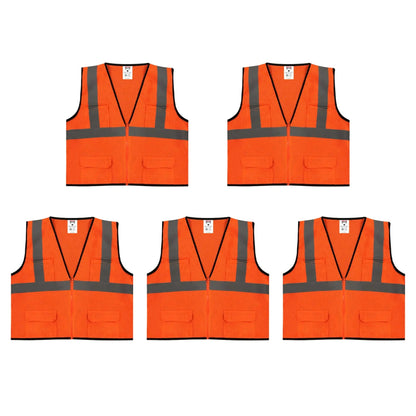 Safety Main 05EAMO Economy Vest, Class 2, All Mesh, Hi-Vis Orange, Pack of 5