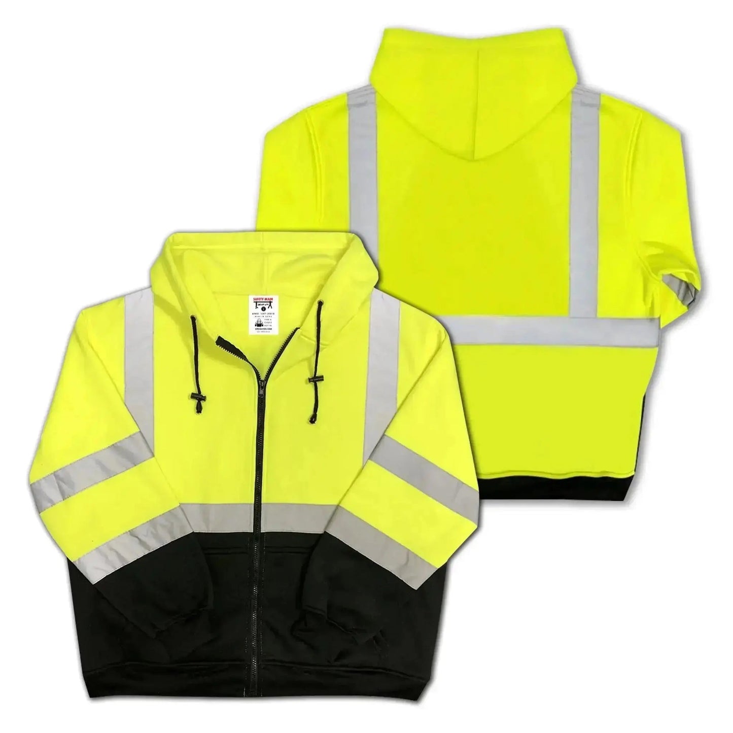 Safety Main 05LWJYB Lightweight Jacket, Class 3, Hi-Vis Yellow with Black Bottom, Pack of 3