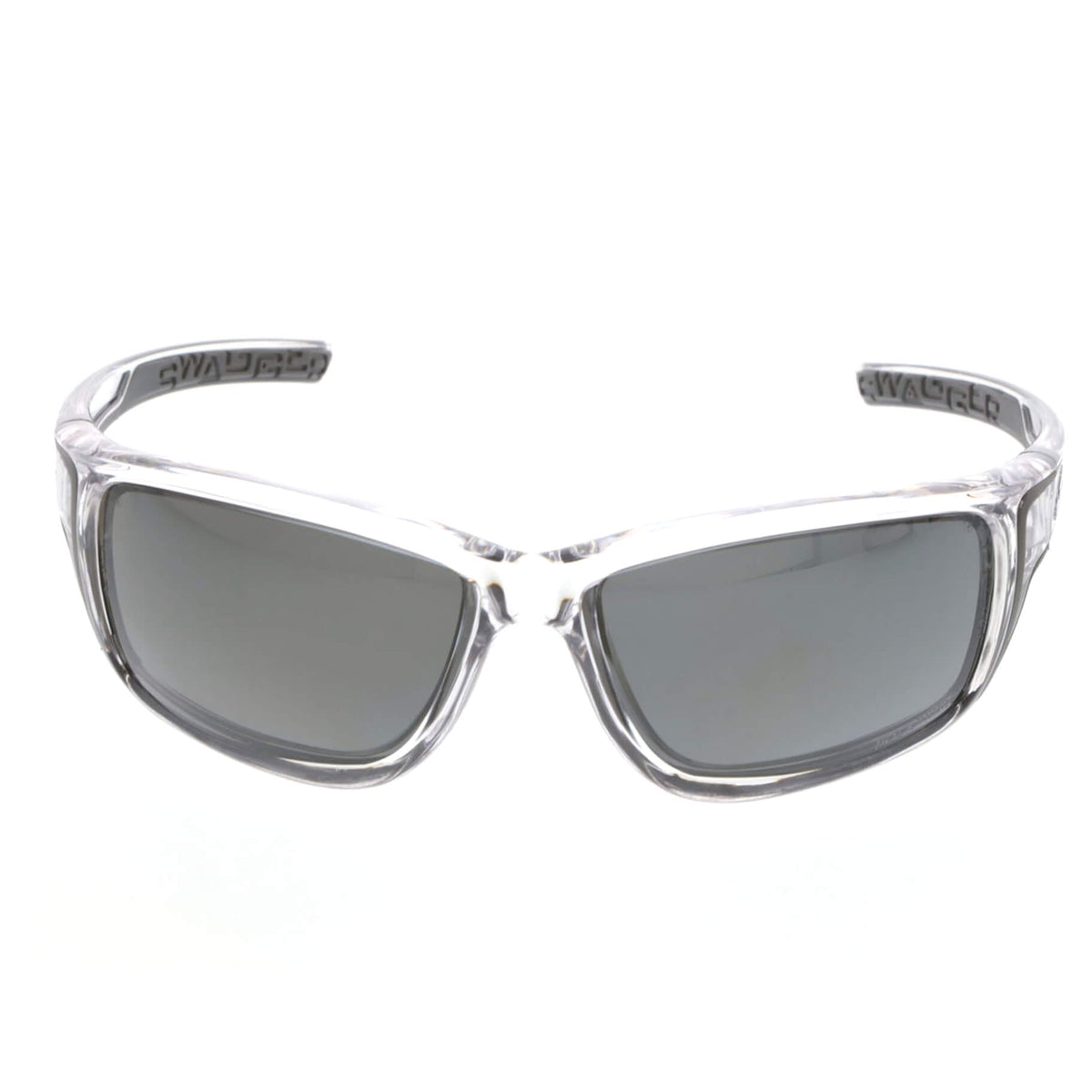 MCR Safety Swagger SR4 Safety Glasses with Clear Frame and Polarized Black Mirror MAX36 Anti-Fog Lens