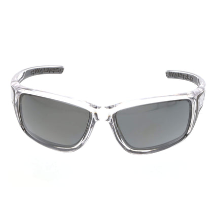 MCR Safety Swagger SR4 Safety Glasses with Clear Frame and Polarized Black Mirror MAX36 Anti-Fog Lens