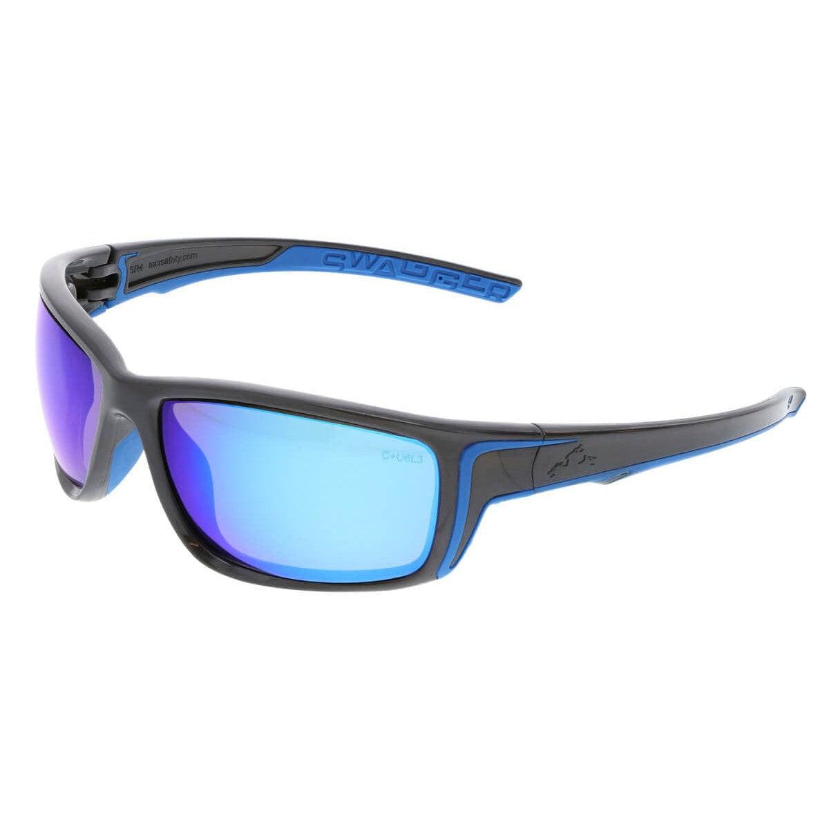 MCR Safety Swagger SR4 Safety Glasses with Gun Metal Frame and Blue Diamond Mirror Lens