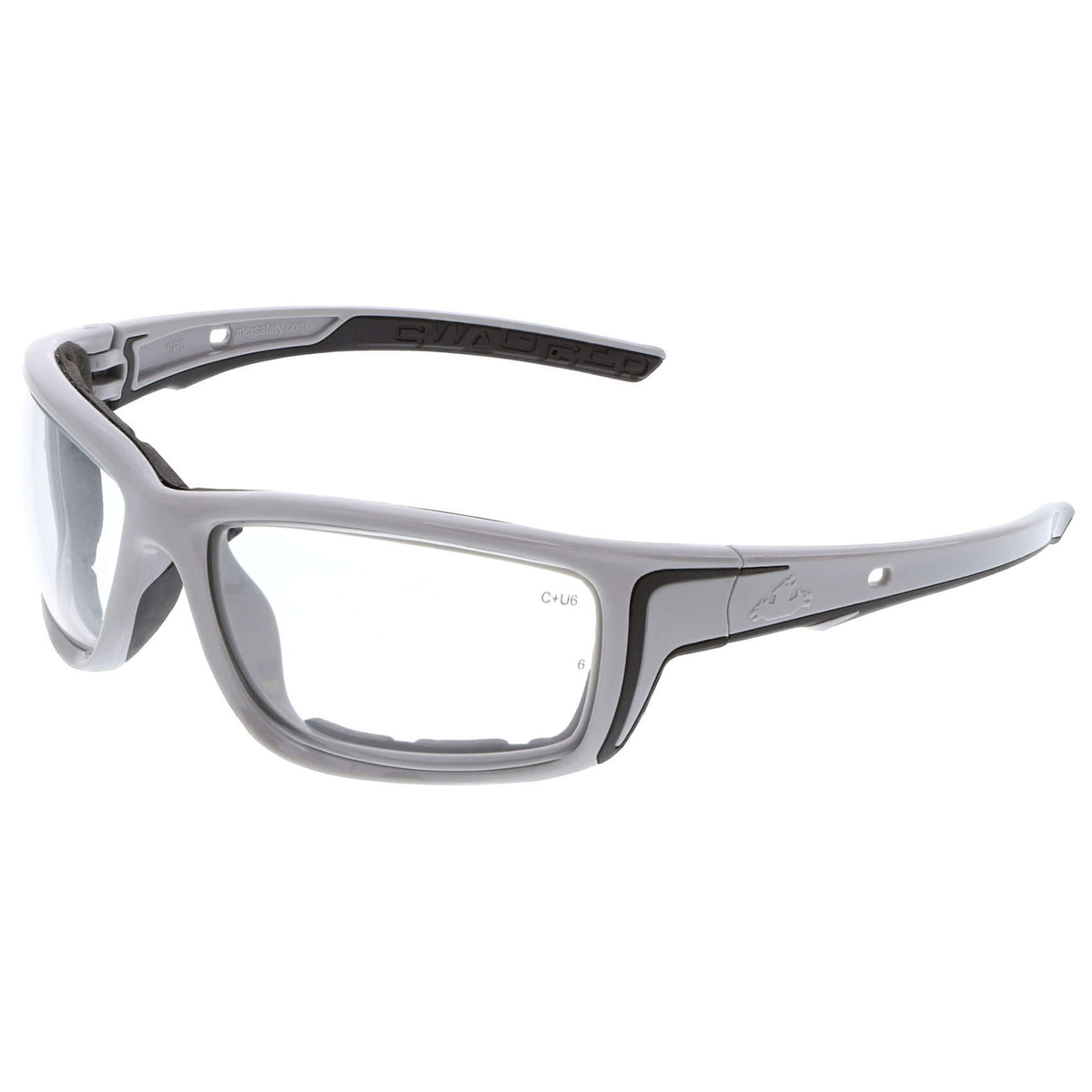 MCR Safety Swagger SR5 Foam-Lined Safety Glasses with Gray Frame and Clear MAX6 Anti-Fog Lens
