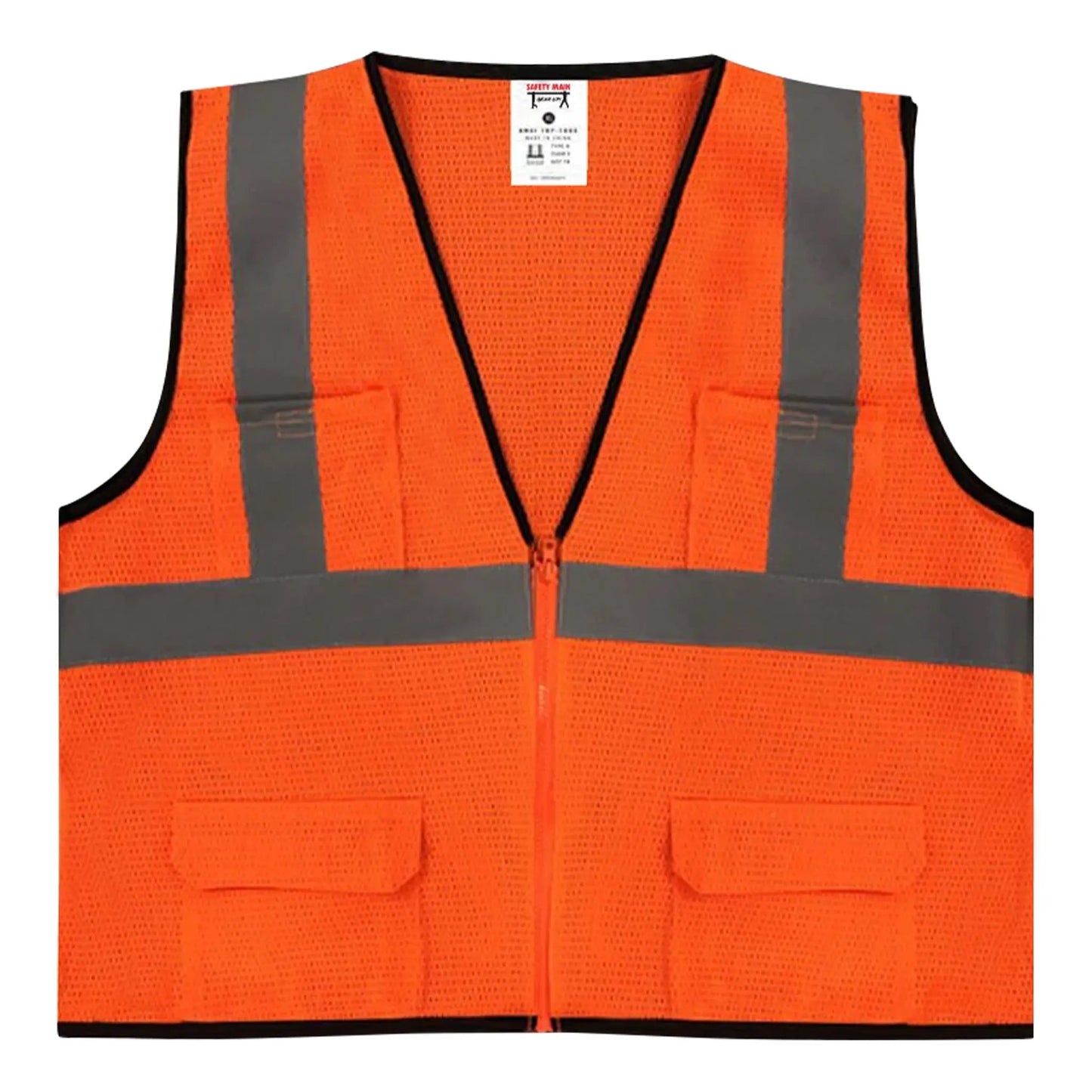 Safety Main 05EAMO Economy Vest, Class 2, All Mesh, Hi-Vis Orange, Pack of 5