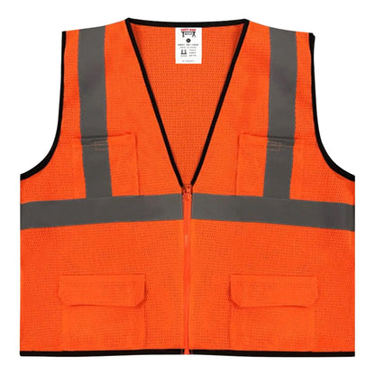 Safety Main 05EAMO Economy Vest, Class 2, All Mesh, Hi-Vis Orange, Pack of 5