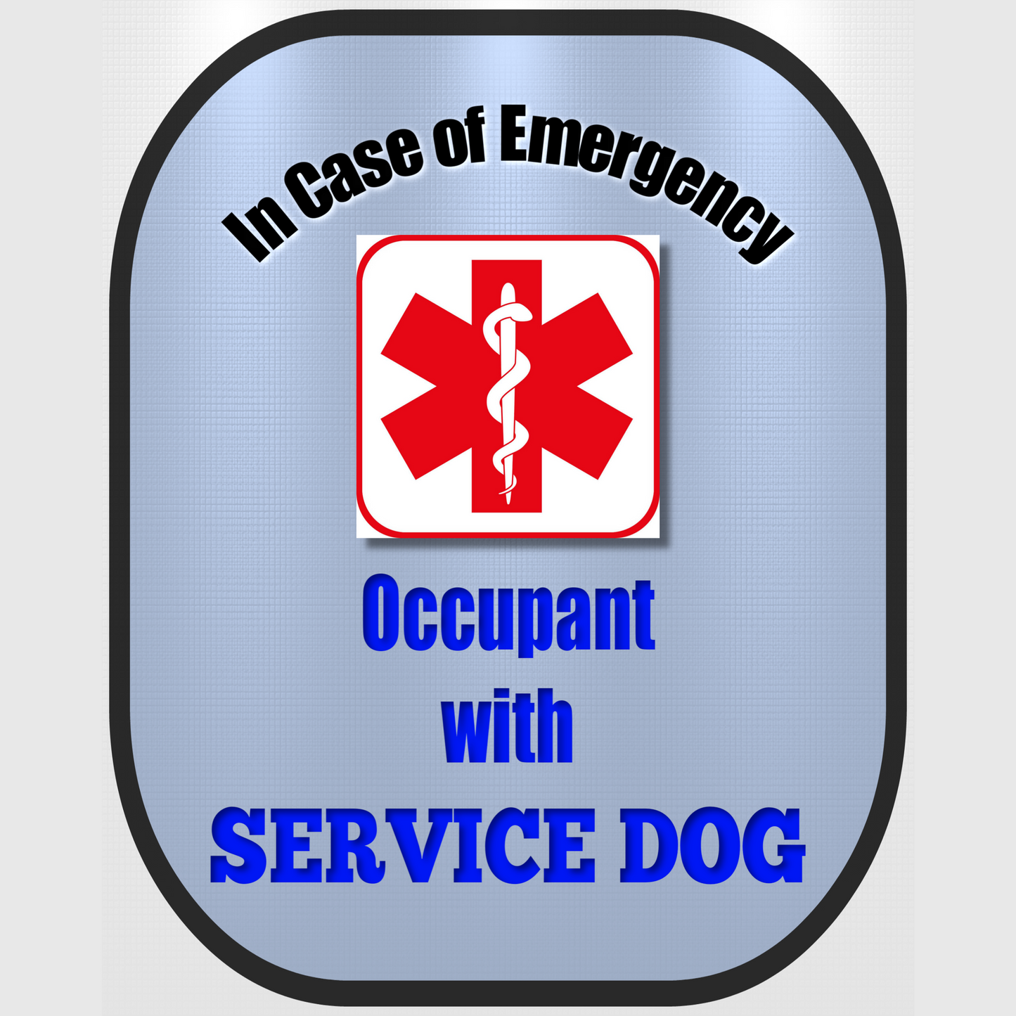 Service Dog Seat Belt Cover - Window Decal Set Medical Alert - Royal Blue
