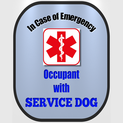 Service Dog Seat Belt Cover - Window Decal Set Medical Alert - Royal Blue