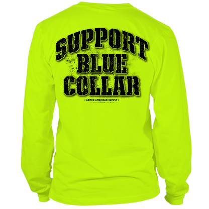 Support Blue Collar - Long Sleeve Hi-Vis T-Shirt