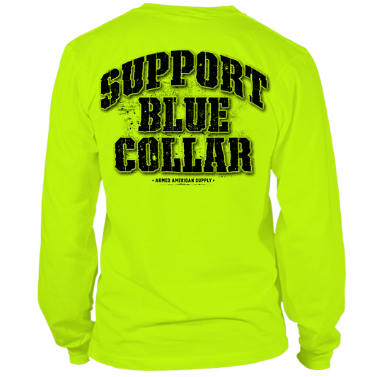 Support Blue Collar - Long Sleeve Hi-Vis T-Shirt
