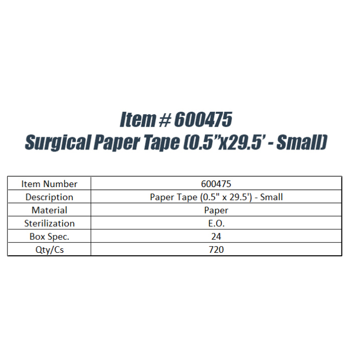Surgical Paper Tape (0.5" x 29.5'- Small) (720pcs)