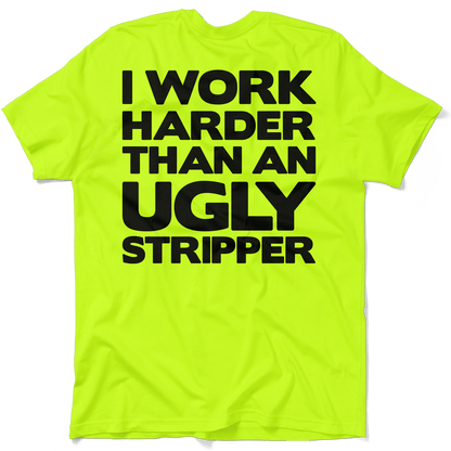 Work Harder - Safety Yellow Pocket T-Shirt