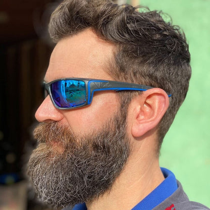 MCR Safety Swagger SR4 Safety Glasses with Gun Metal Frame and Blue Diamond Mirror Lens
