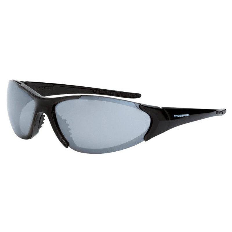 Crossfire Core Safety Glasses Black with Silver Mirror Lens