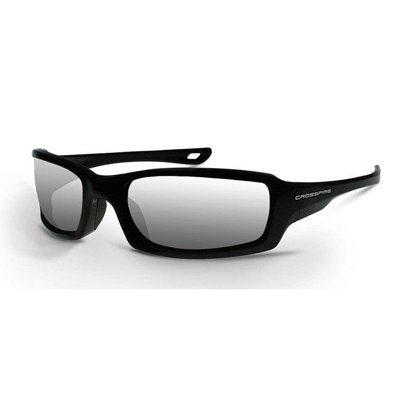 Crossfire M6A Safety Glasses Pearl Black with Silver Mirror Lenses