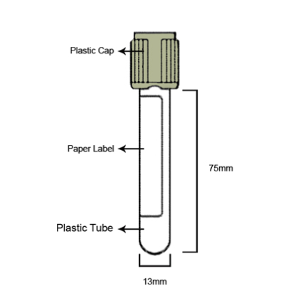 Gray Top 13x75mm, 4ml, PET (Glucose Tube)