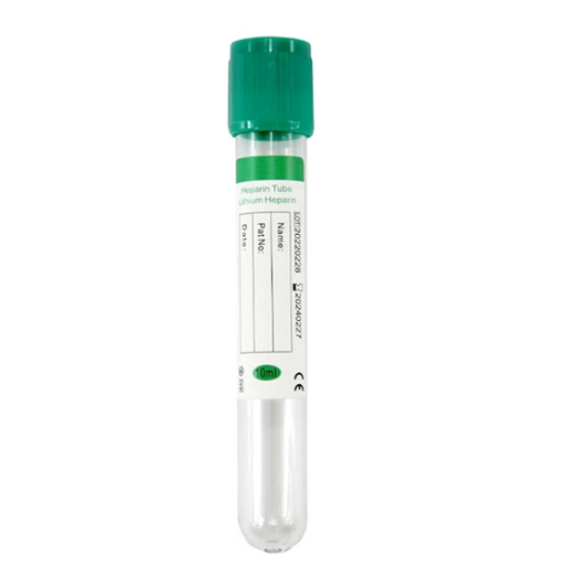 Green Heparin Lithium Tube 10ML PET