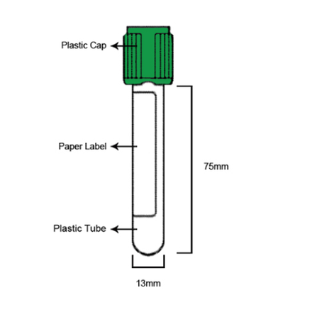 Green Heparin Lithium Tube 10ML PET